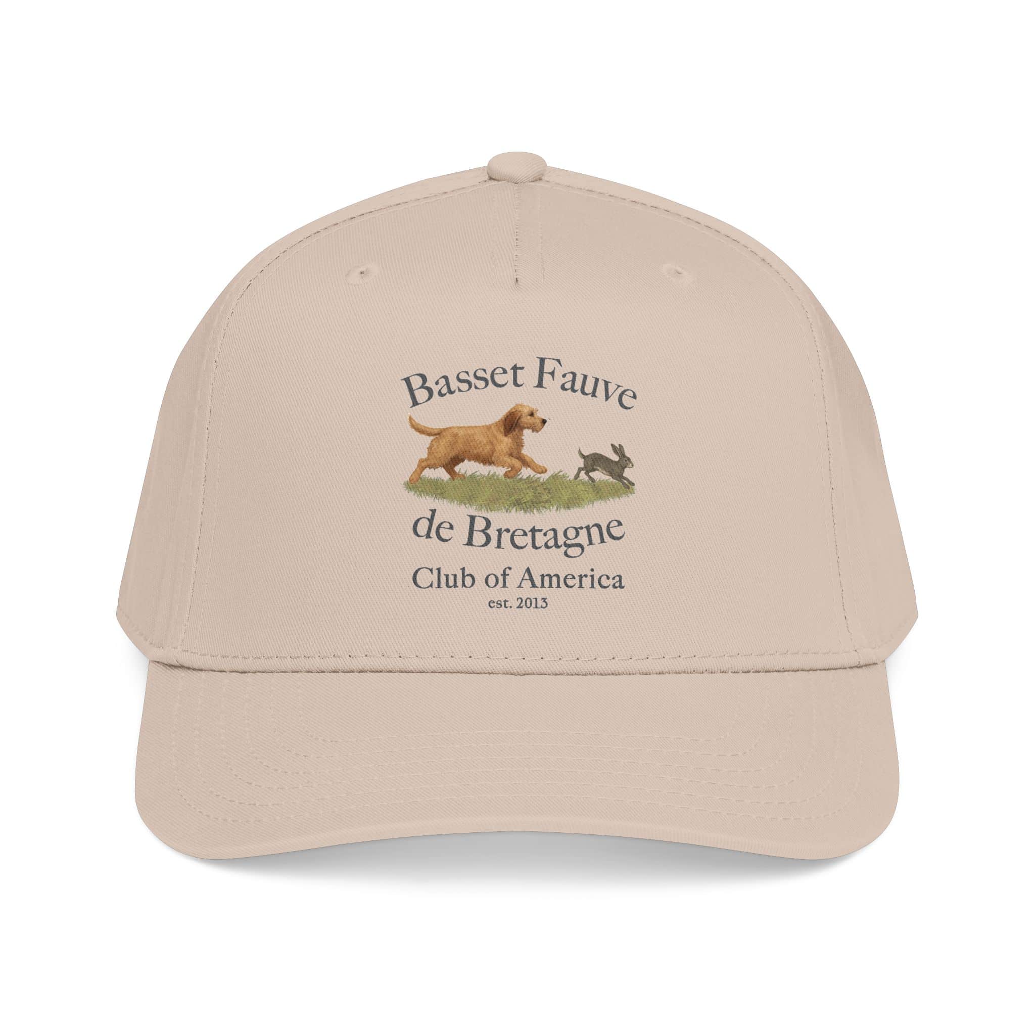 Beige cap with Basset Fauve logo design