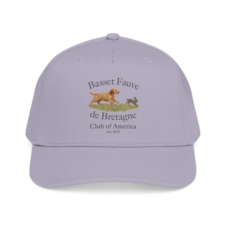 Lavender cap with Basset Fauve graphics