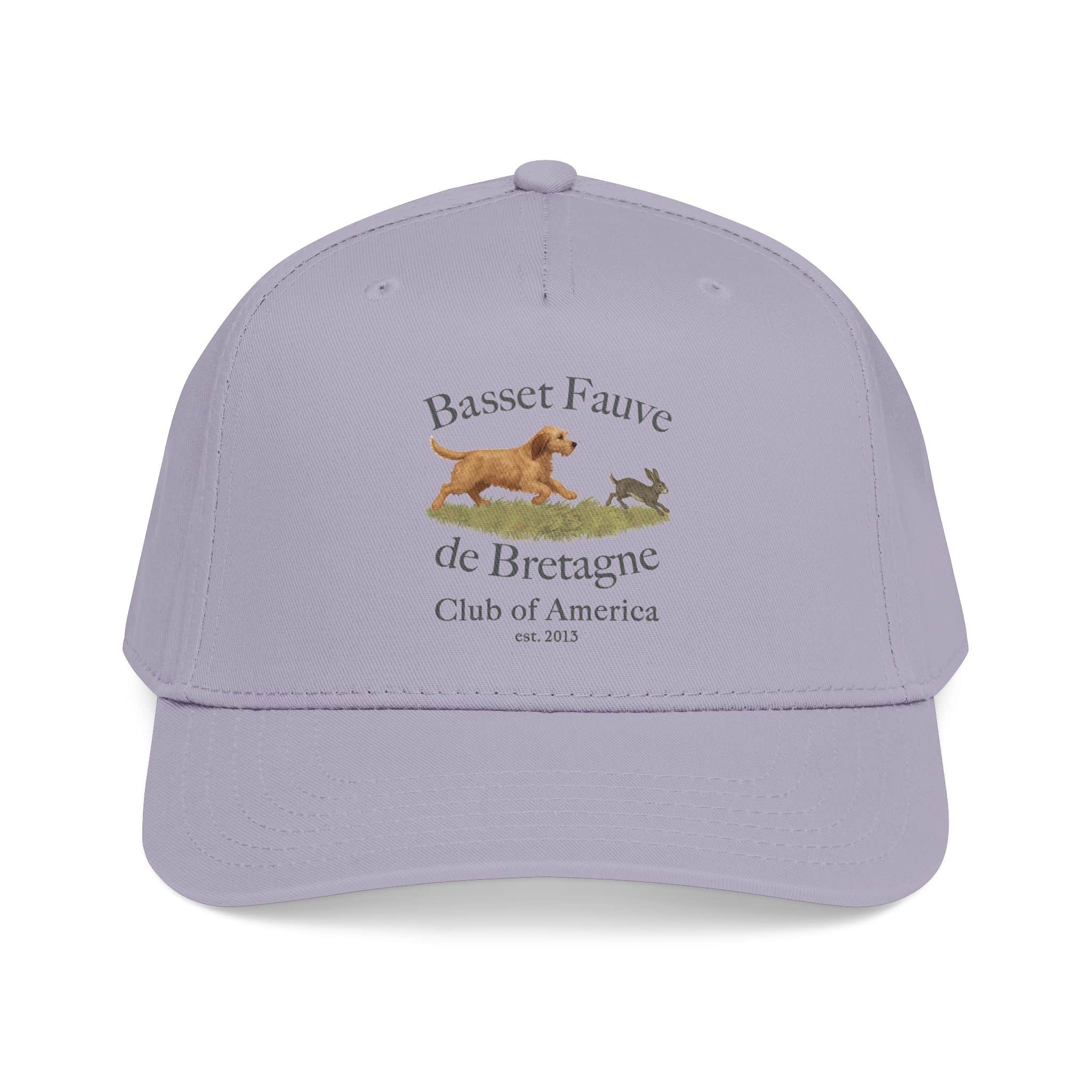Lavender cap with Basset Fauve graphics