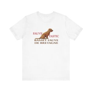 White T-shirt with Basset Fauve de Bretagne print.
