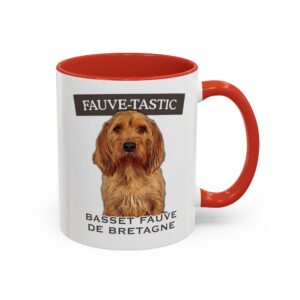 Basset Fauve de Bretagne mug with dog illustration.