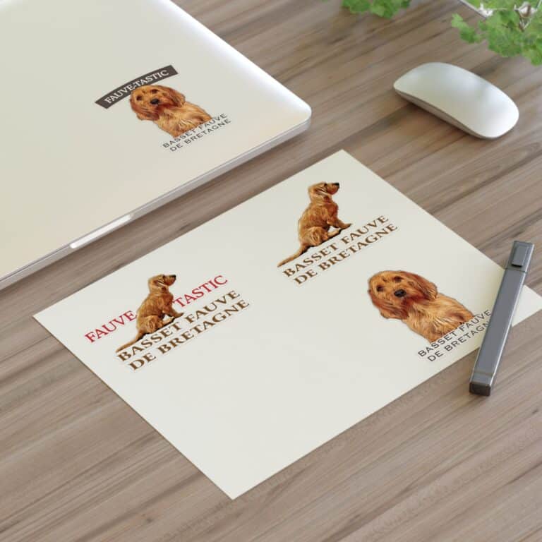 Basset Fauve de Bretagne stickers on desk