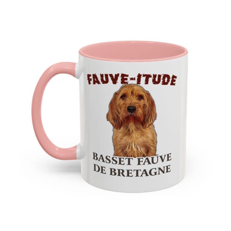 Fauve de Bretagne dog on white coffee mug.