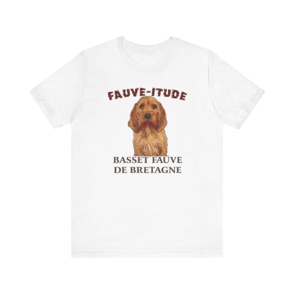 White t-shirt with Basset Fauve de Bretagne print.