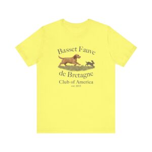 Basset Fauve shirt with dog and rabbit design.