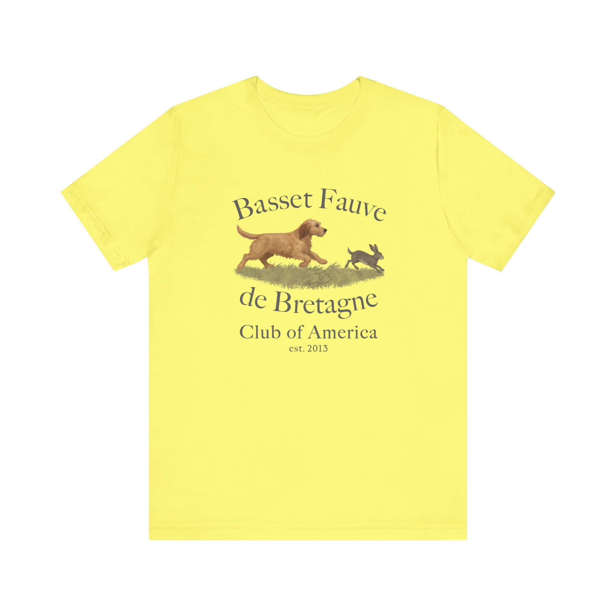 Basset Fauve shirt with dog and rabbit design.