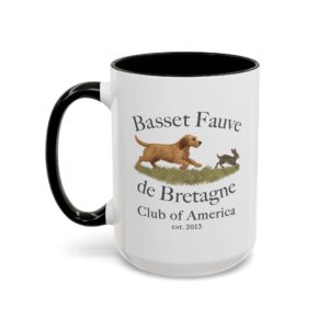 Basset Fauve de Bretagne mug with dog illustration.