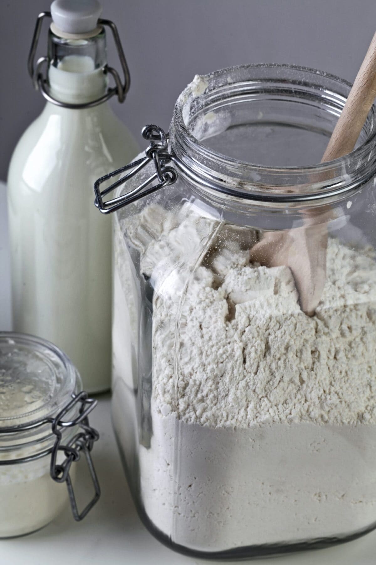 Jar of white flour.
