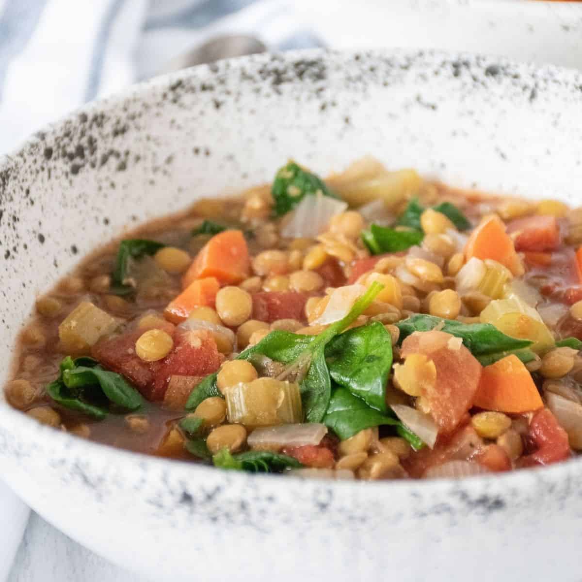 Lentil soup in a bowl.