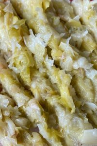 Chopped roasted leeks and garlic