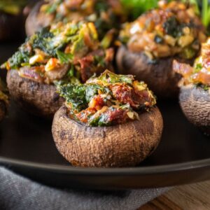 Square image of a stuffed mushroom