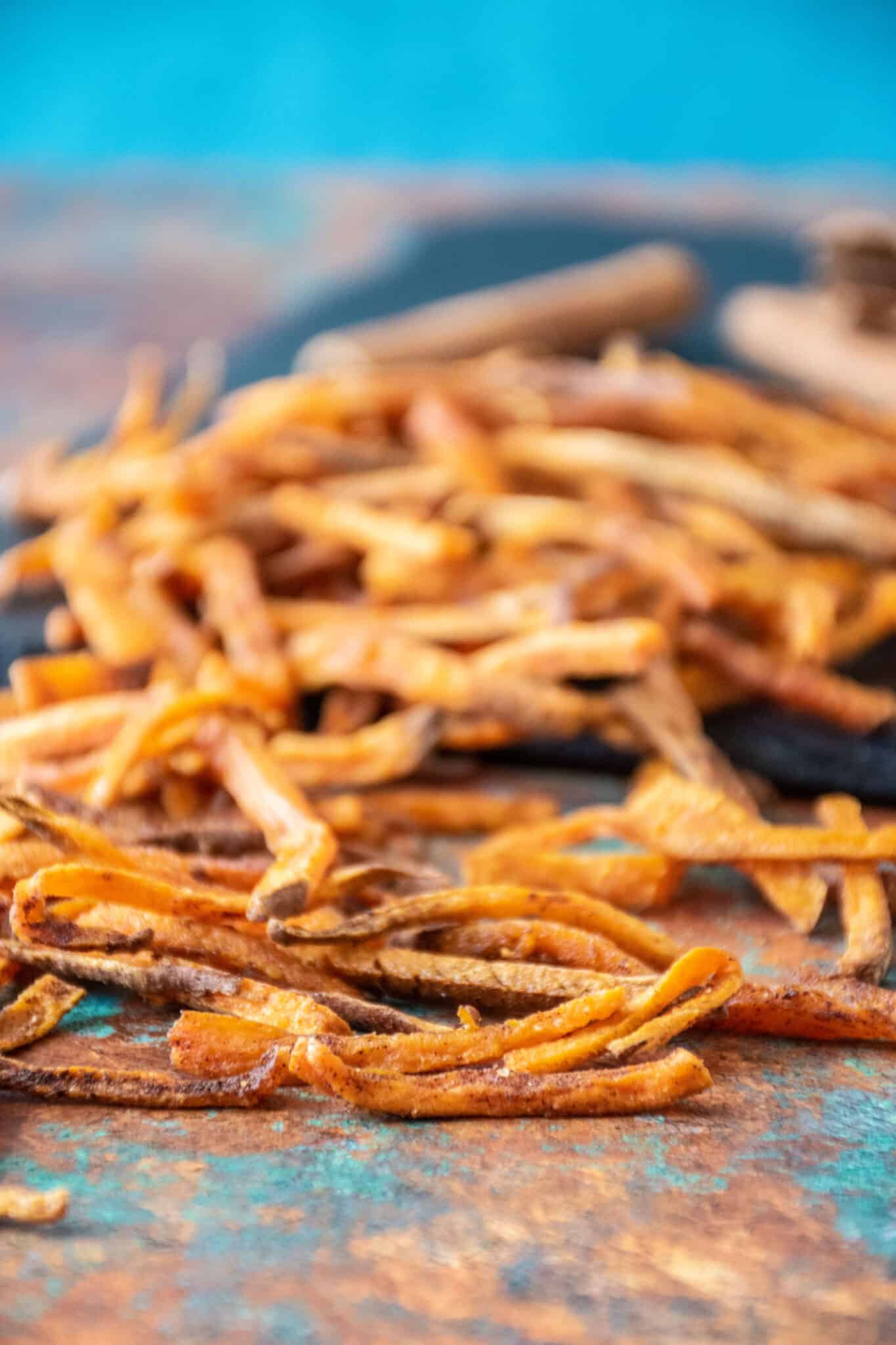 Close up picture of sweet potato fries.