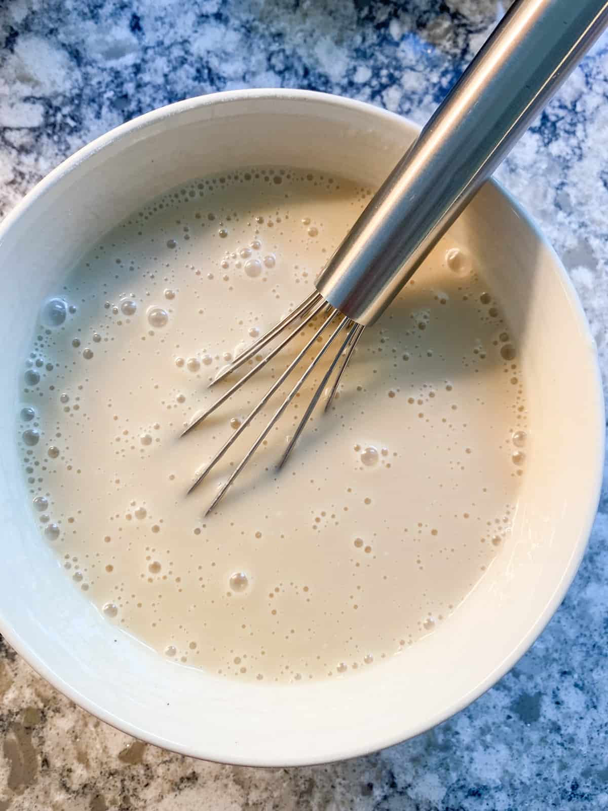 Wet ingredients mixed together.