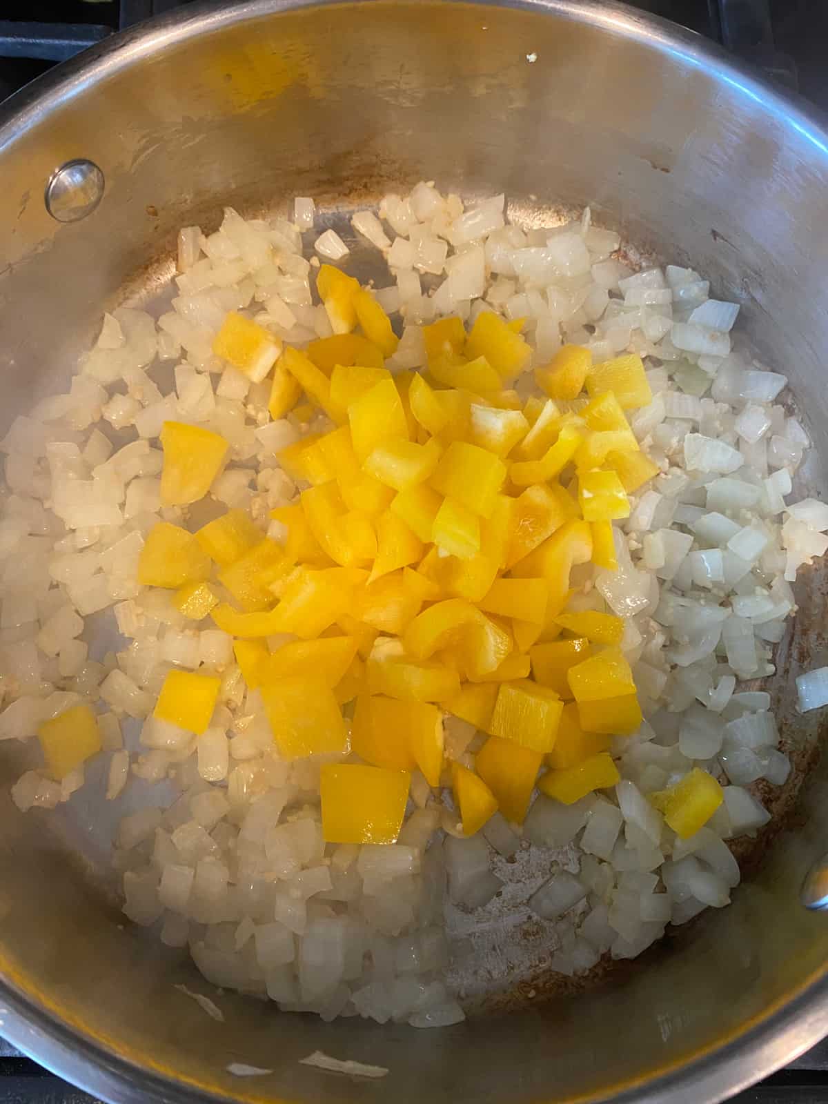Added chopped peppers to the sauteed onions.