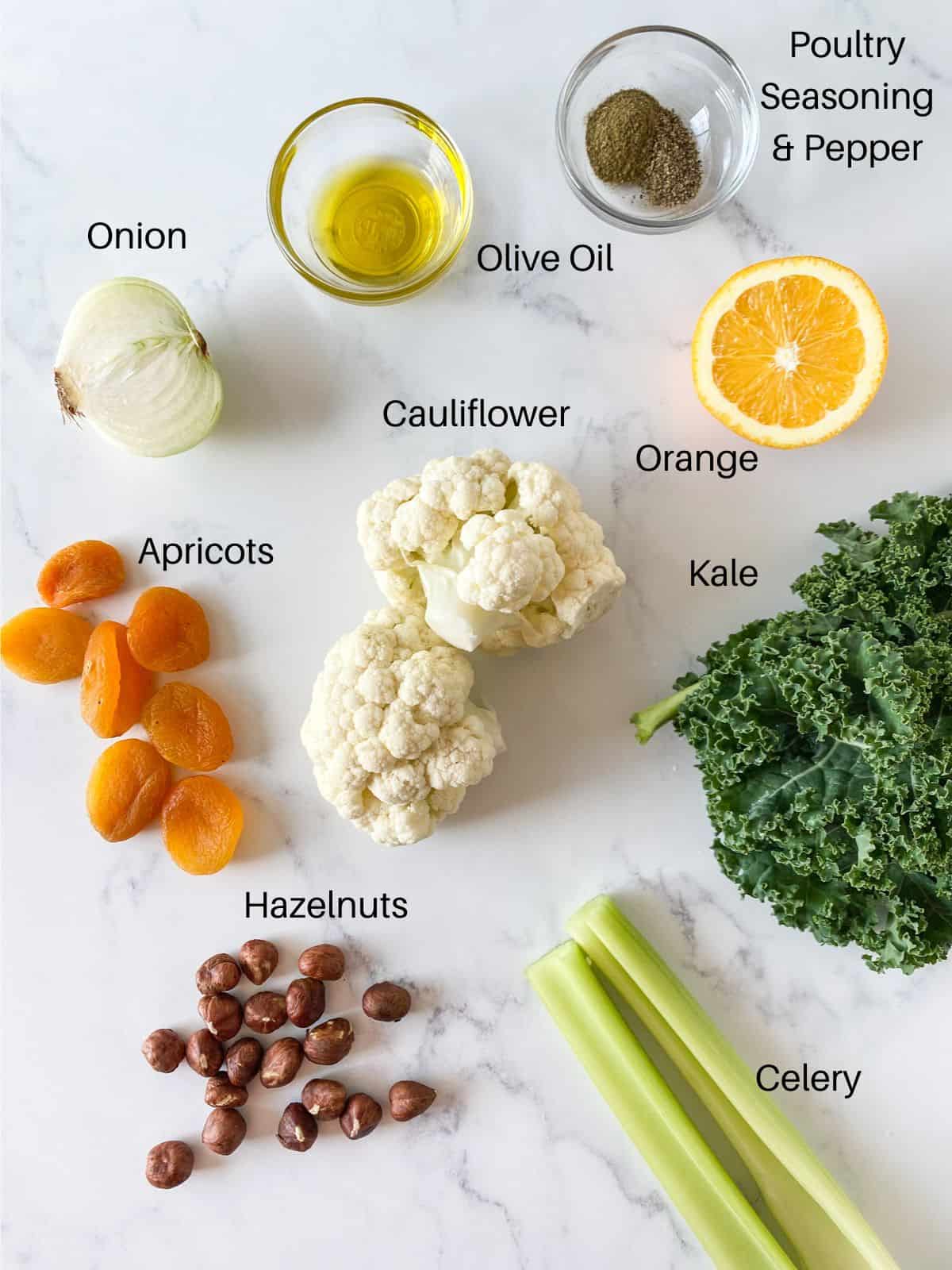 Ingredients for Cauliflower Kale Salad.