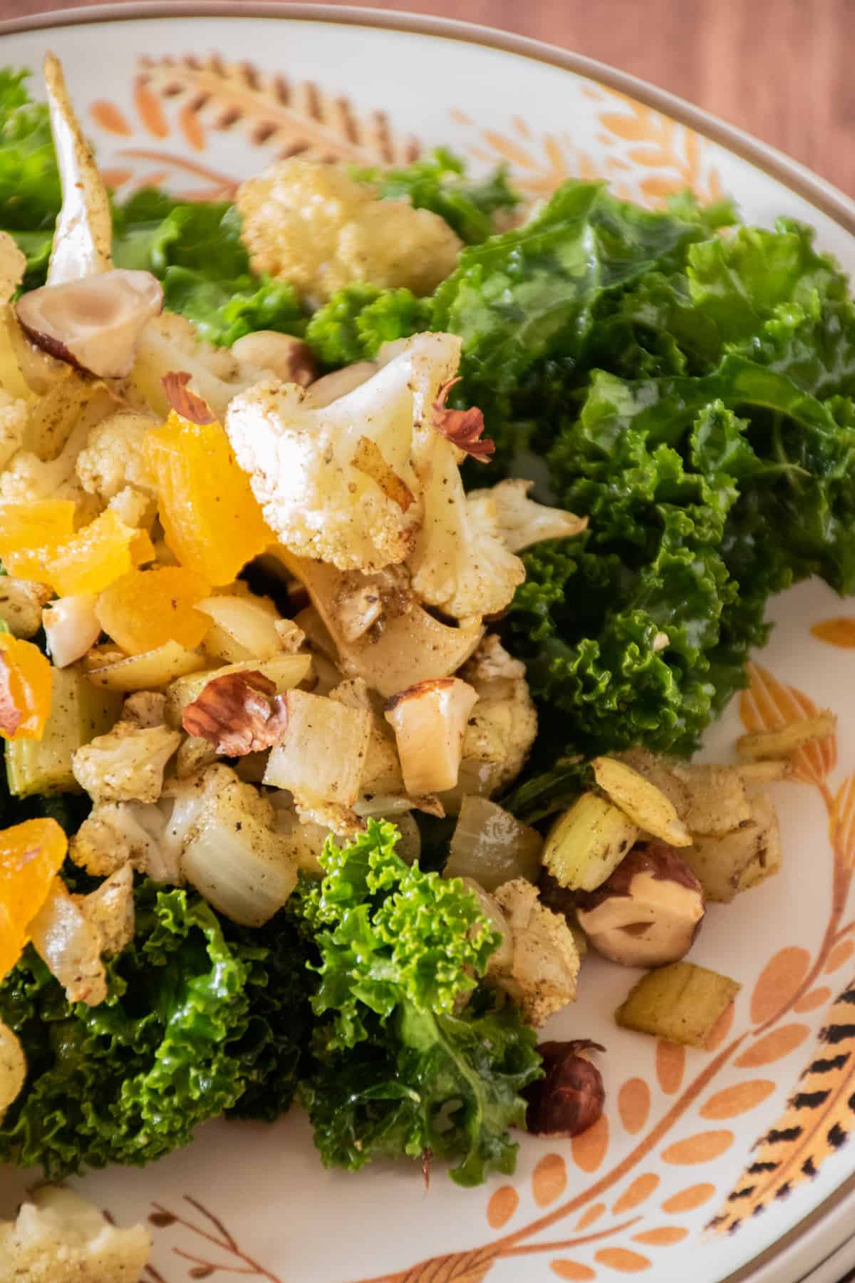 Kale salad on a small plate.