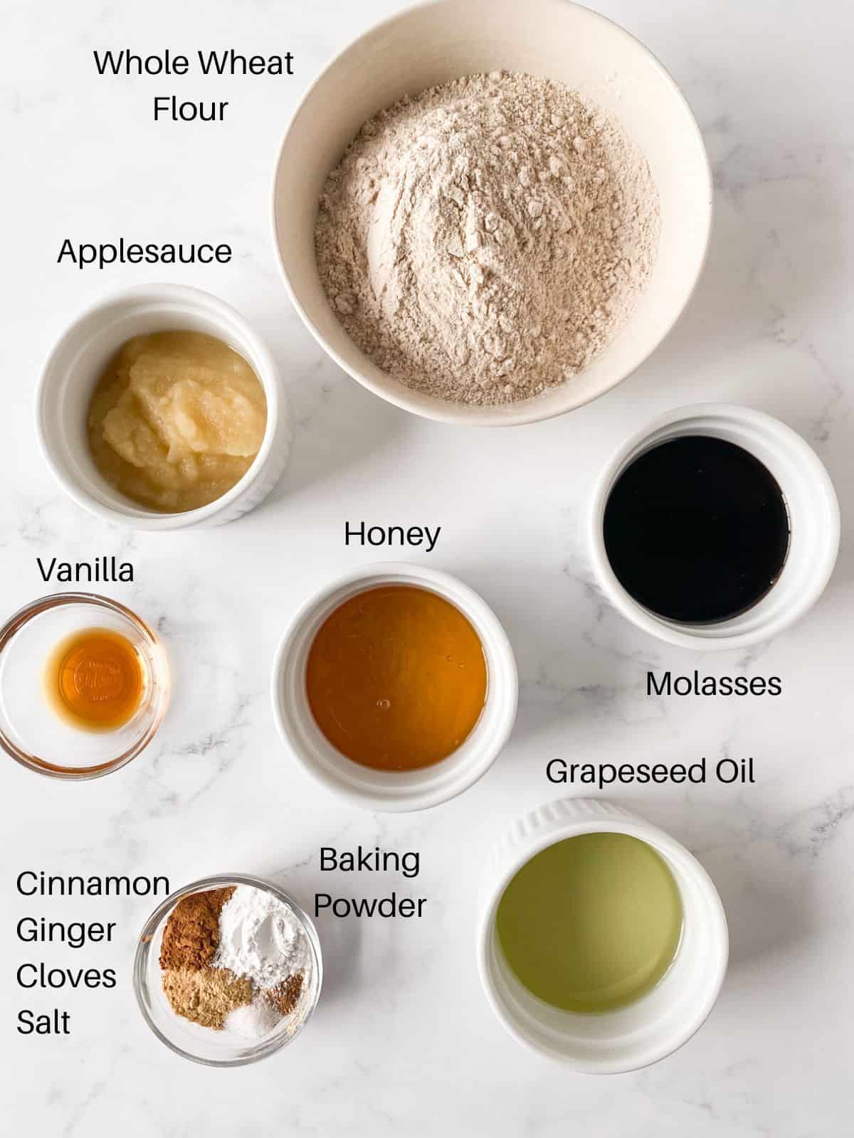 Ingredients for spiced molasses cookies.