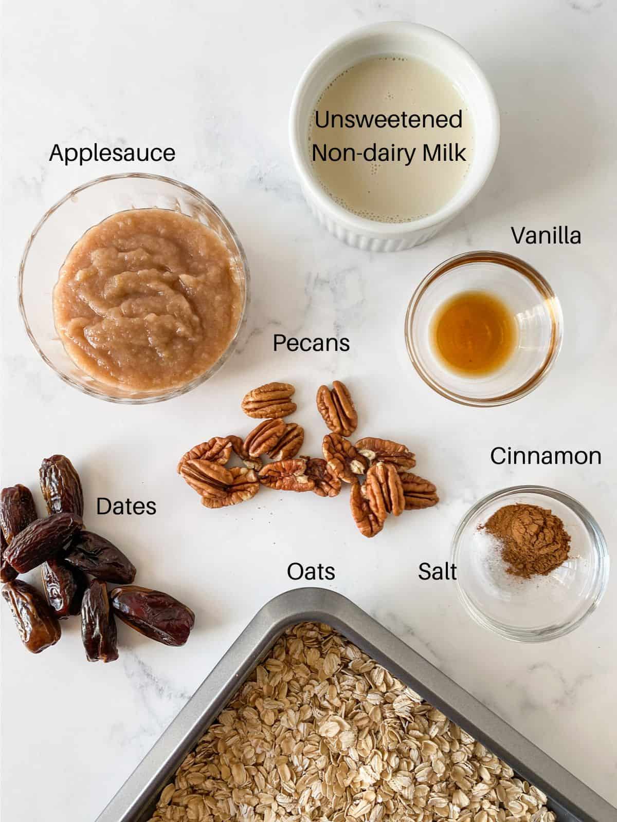Ingredients for pecan pie oatmeal.