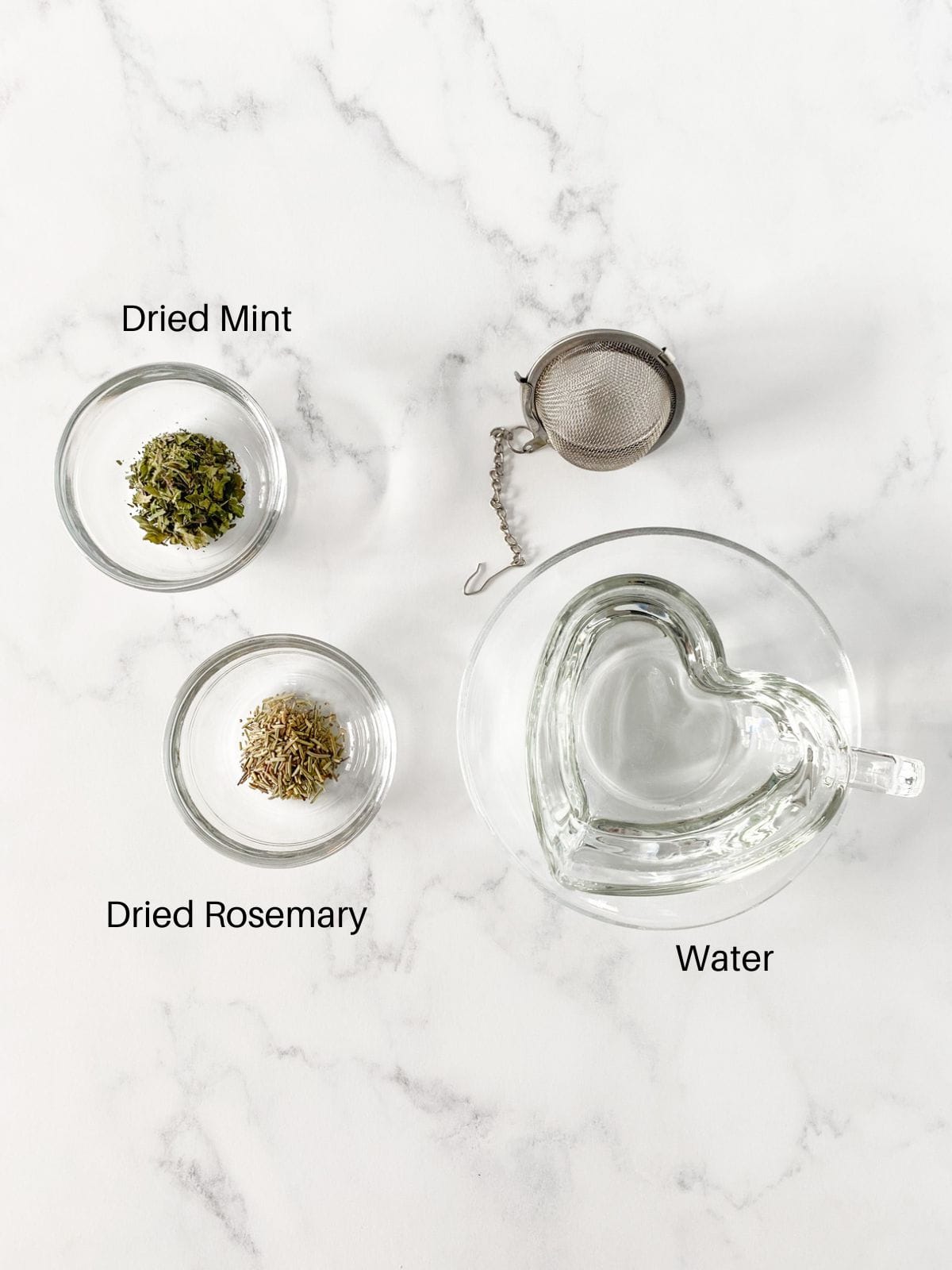 Ingredients for rosemary mint tea.