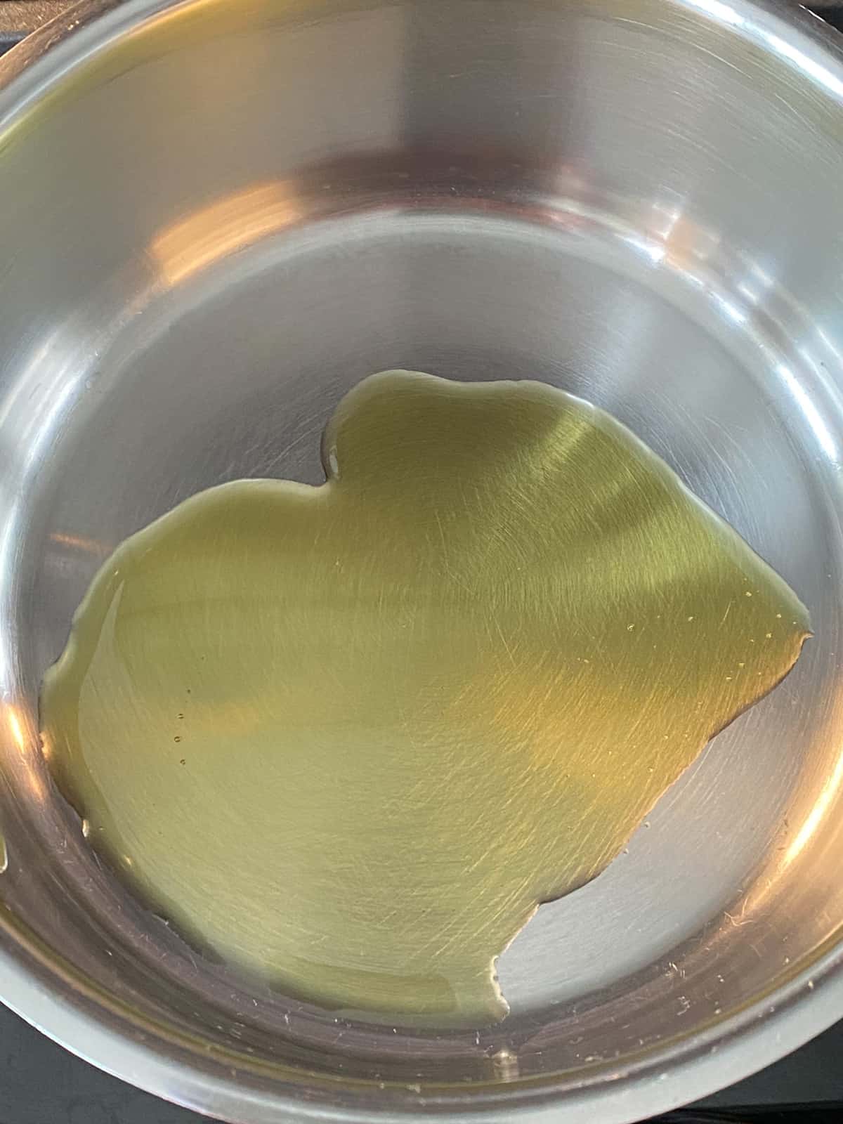 Oil in a pan.