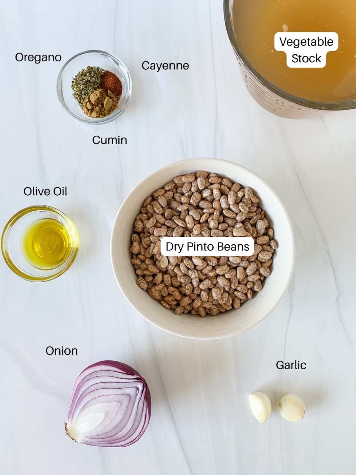 Ingredients for refried beans.