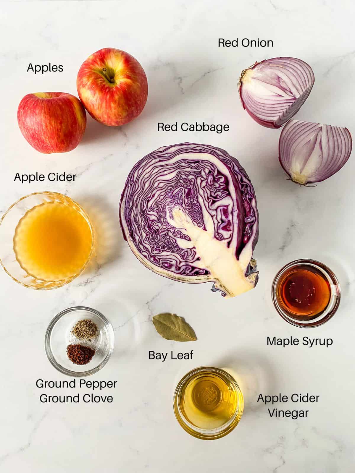 Ingredients for slow cooker red cabbage.