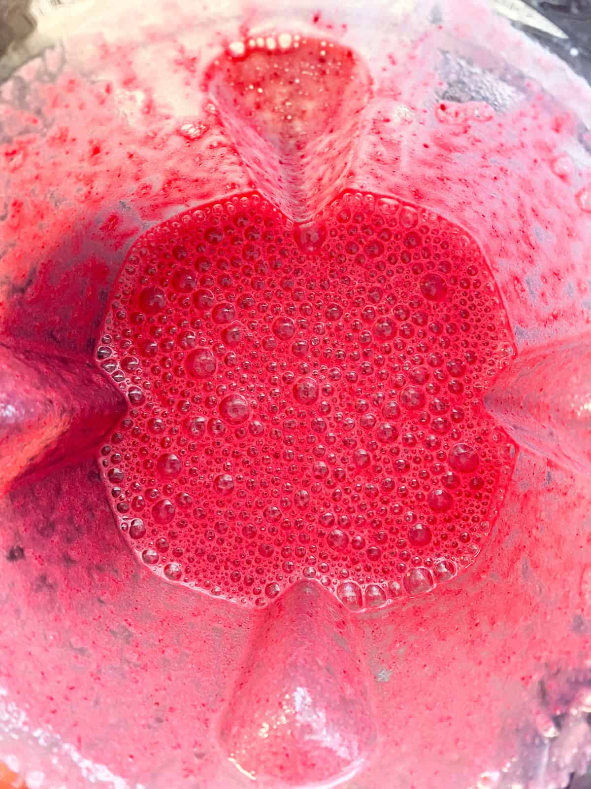 Blended smoothie in the blender.