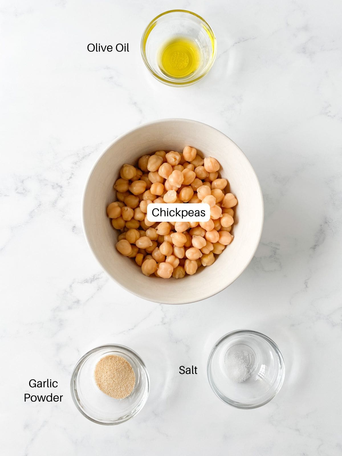 Ingredients for garlic roasted chickpeas.