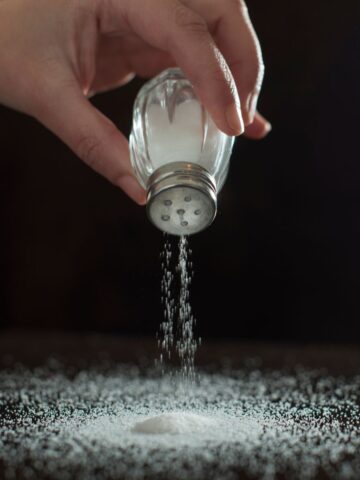 Salt pouring from a salt shaker