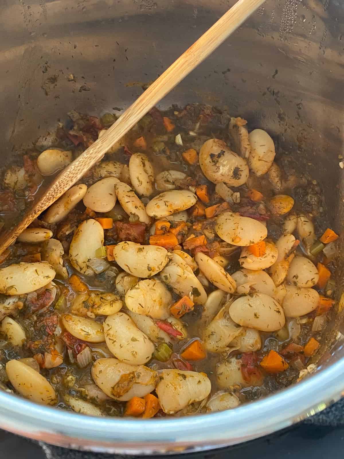 Finished dish, in the pressure cooker.