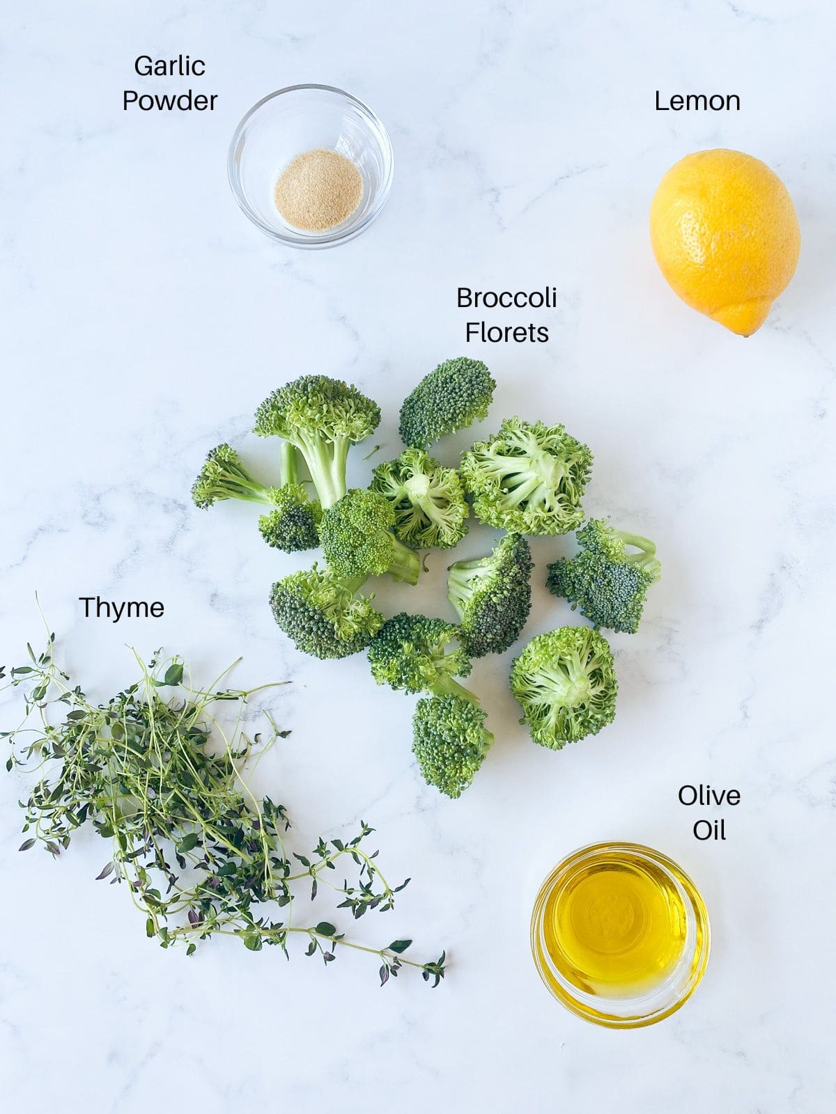 Ingredients for grilled broccoli recipe.