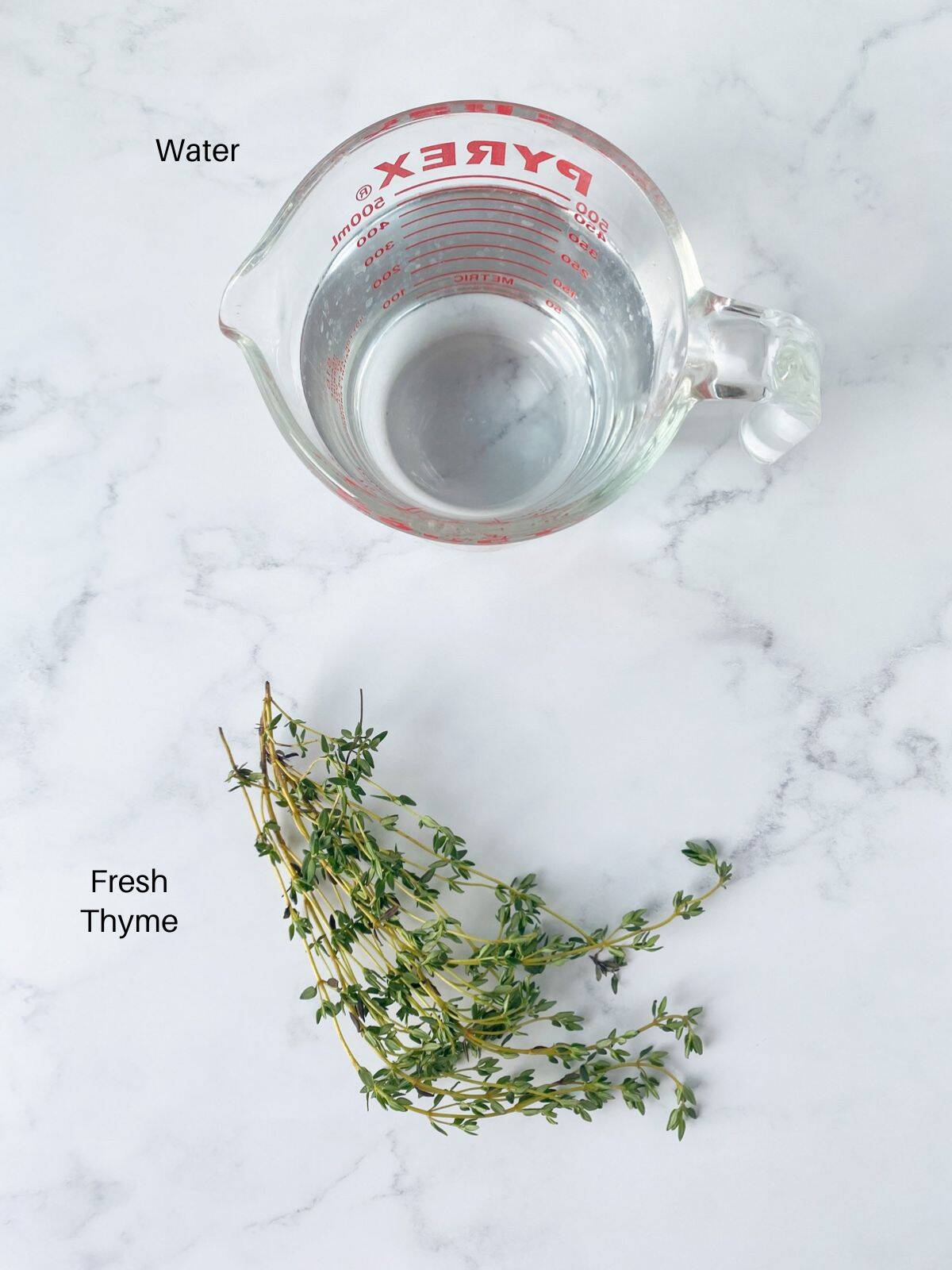 Ingredients for thyme tea.