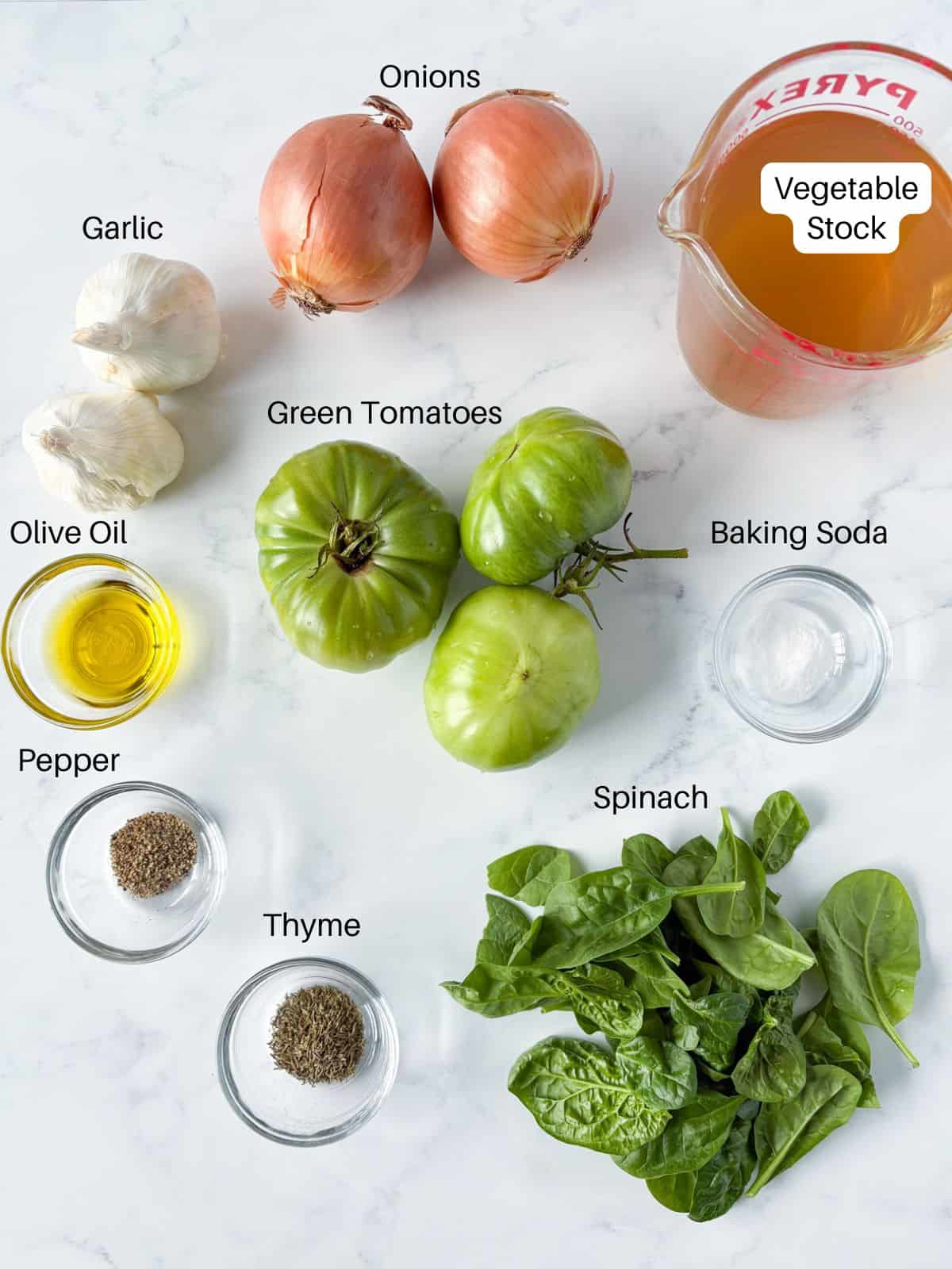 Ingredients for green tomato soup.