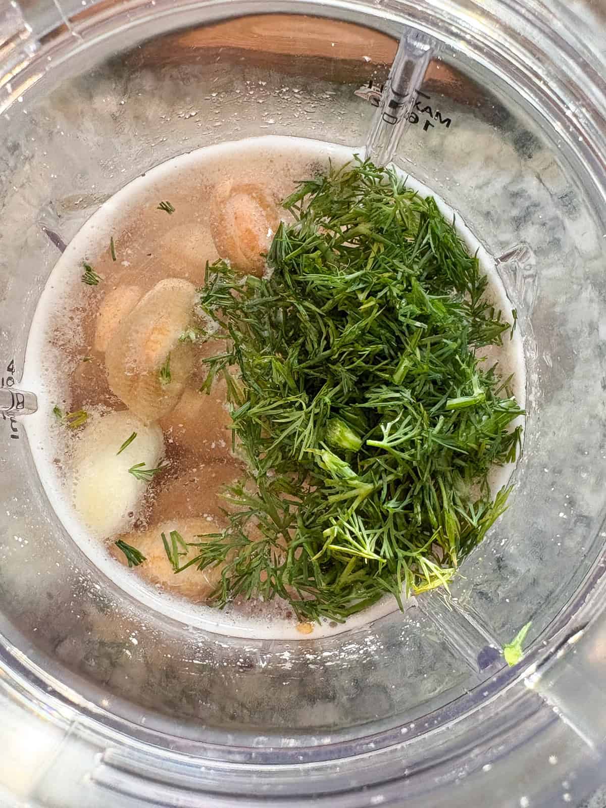 Sauce ingredients in a blender.