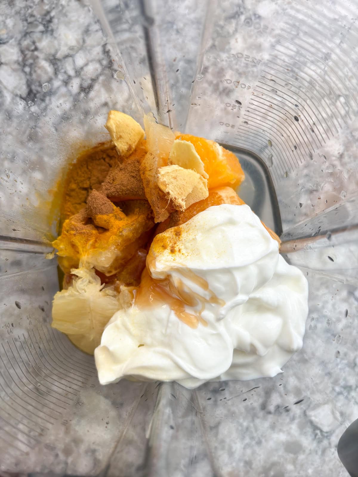 All ingredients added to the blender.