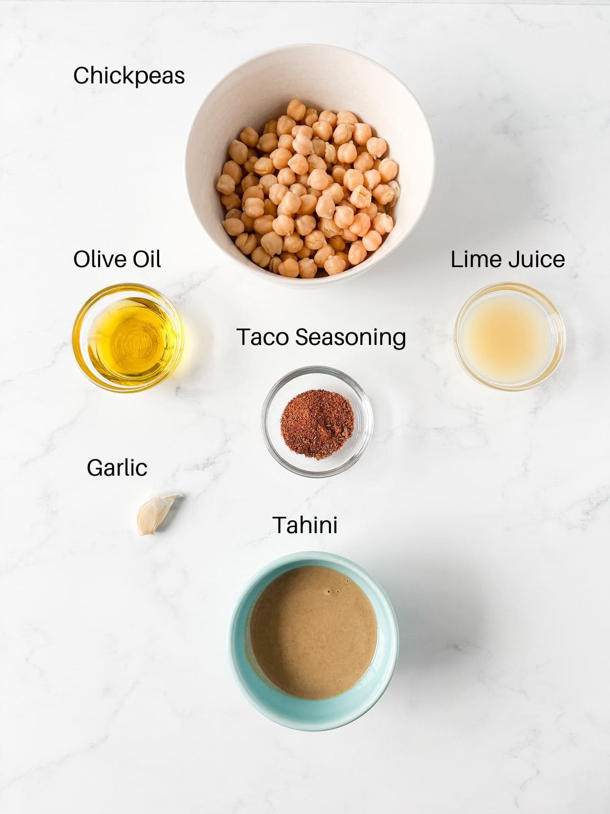 Ingredients for taco hummus.