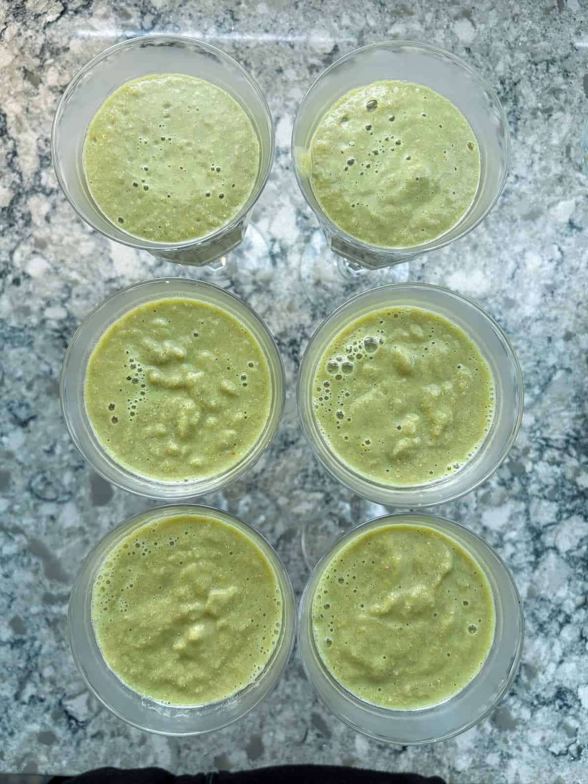 Pudding poured into 6 bowls.