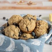 Muffins in a serving bowl.