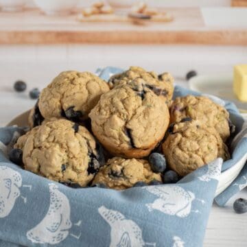 Muffins in a serving bowl.