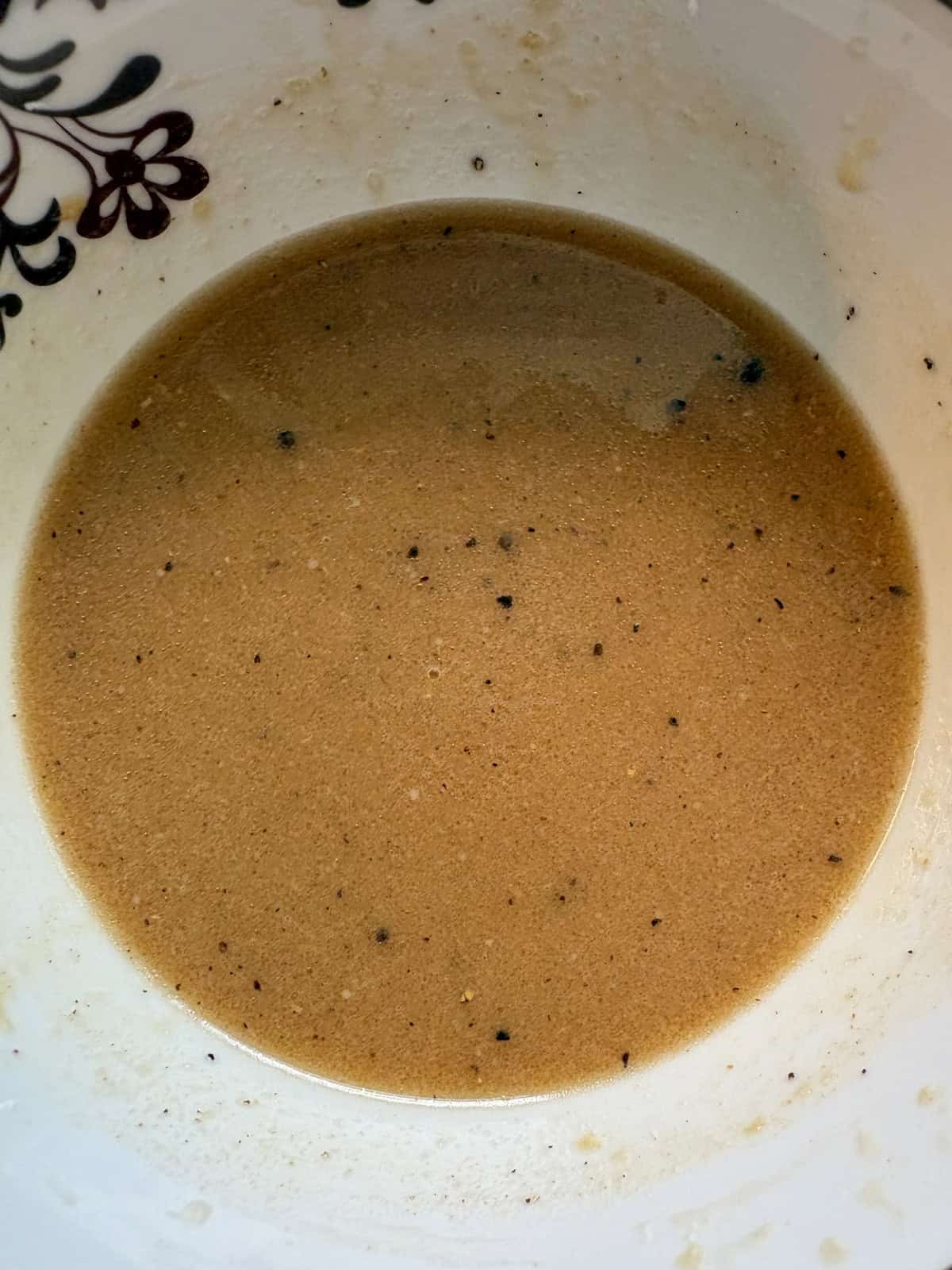 Sauce ingredients whisked together.