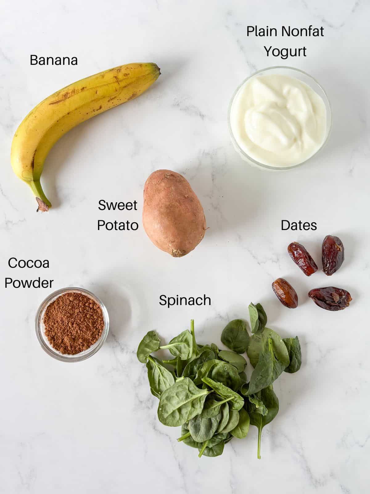 Ingredients for high potassium smoothie.