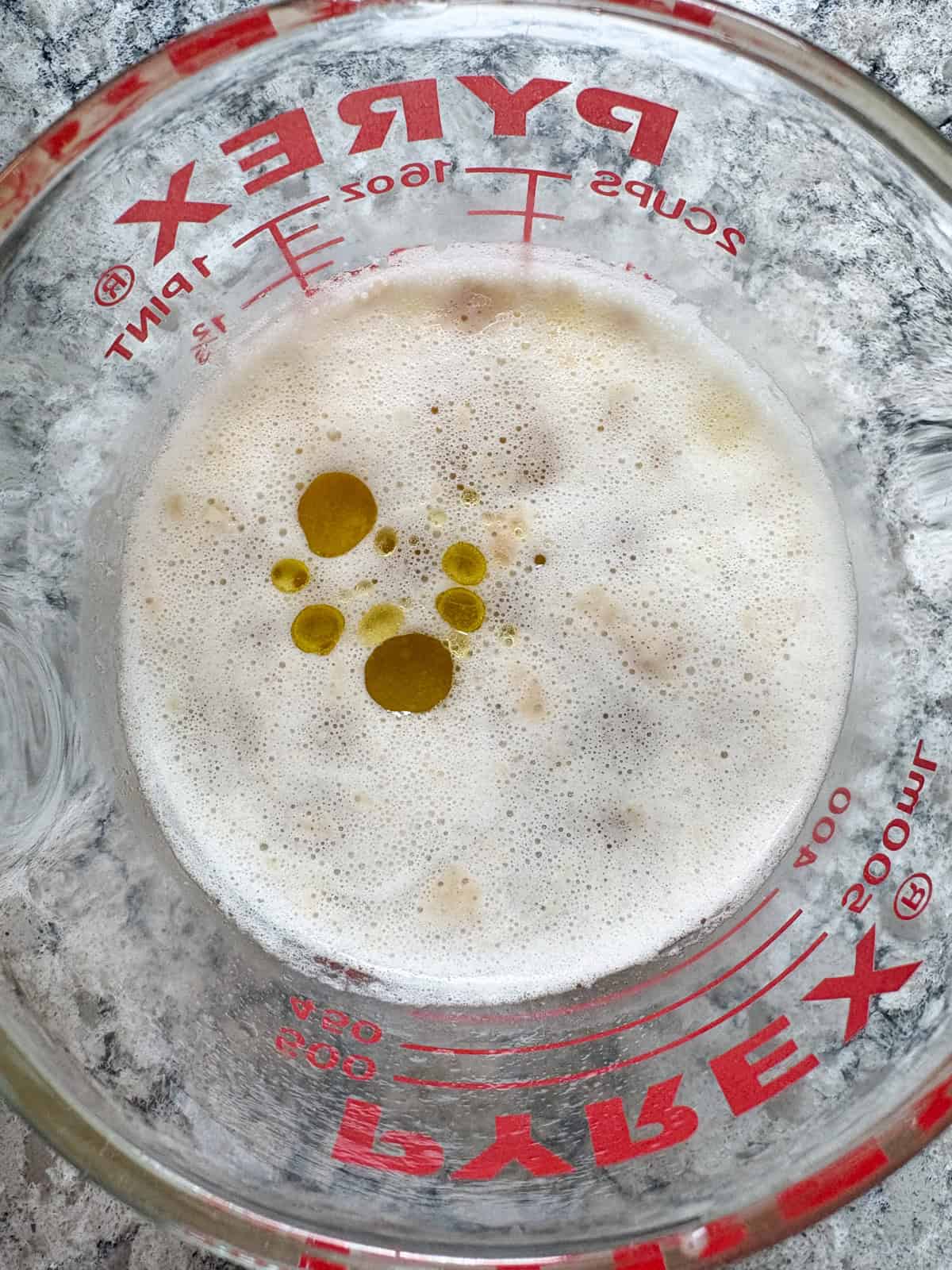Oil added to wet ingredients.