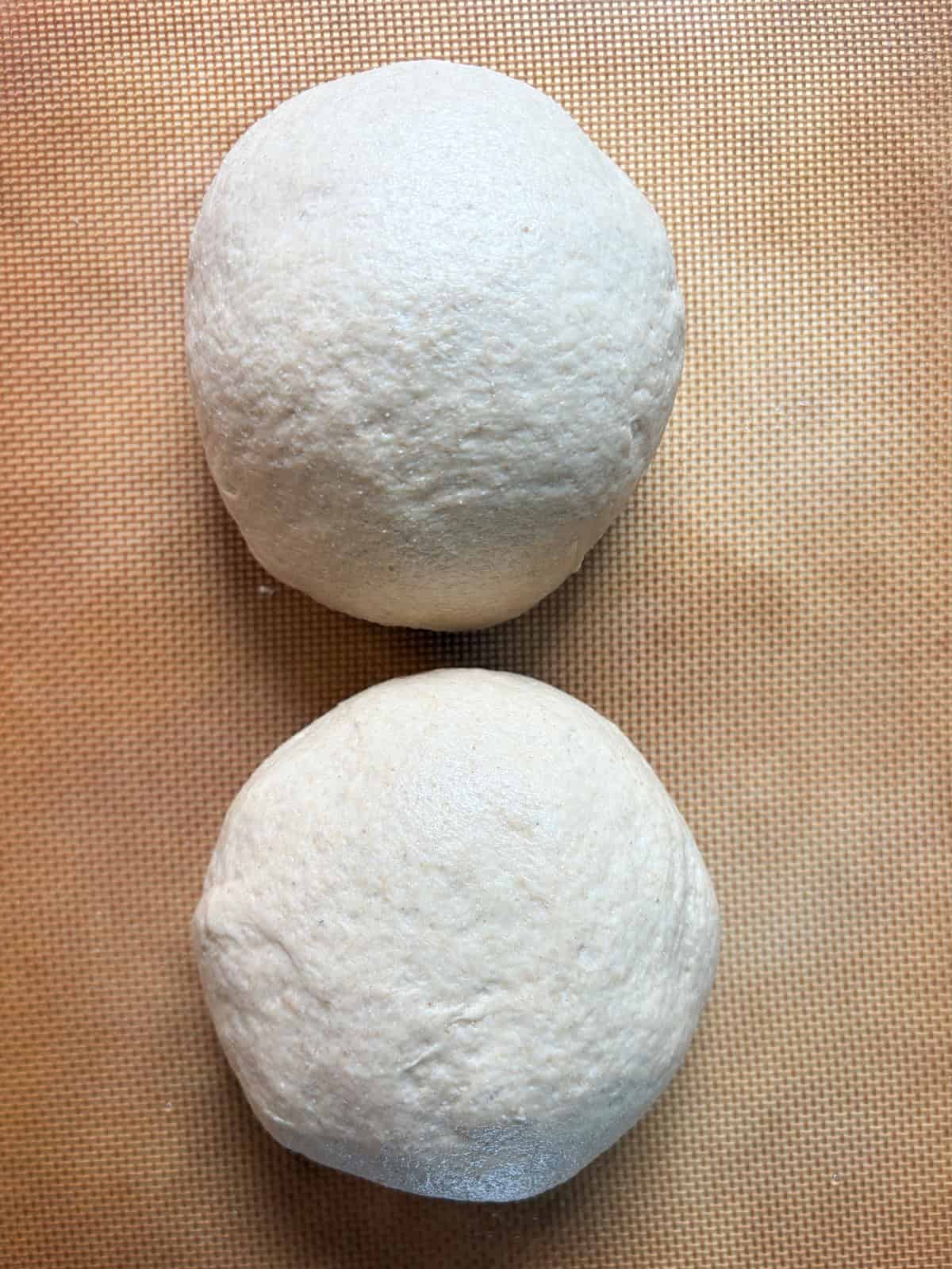 Dough divided into 2 balls.
