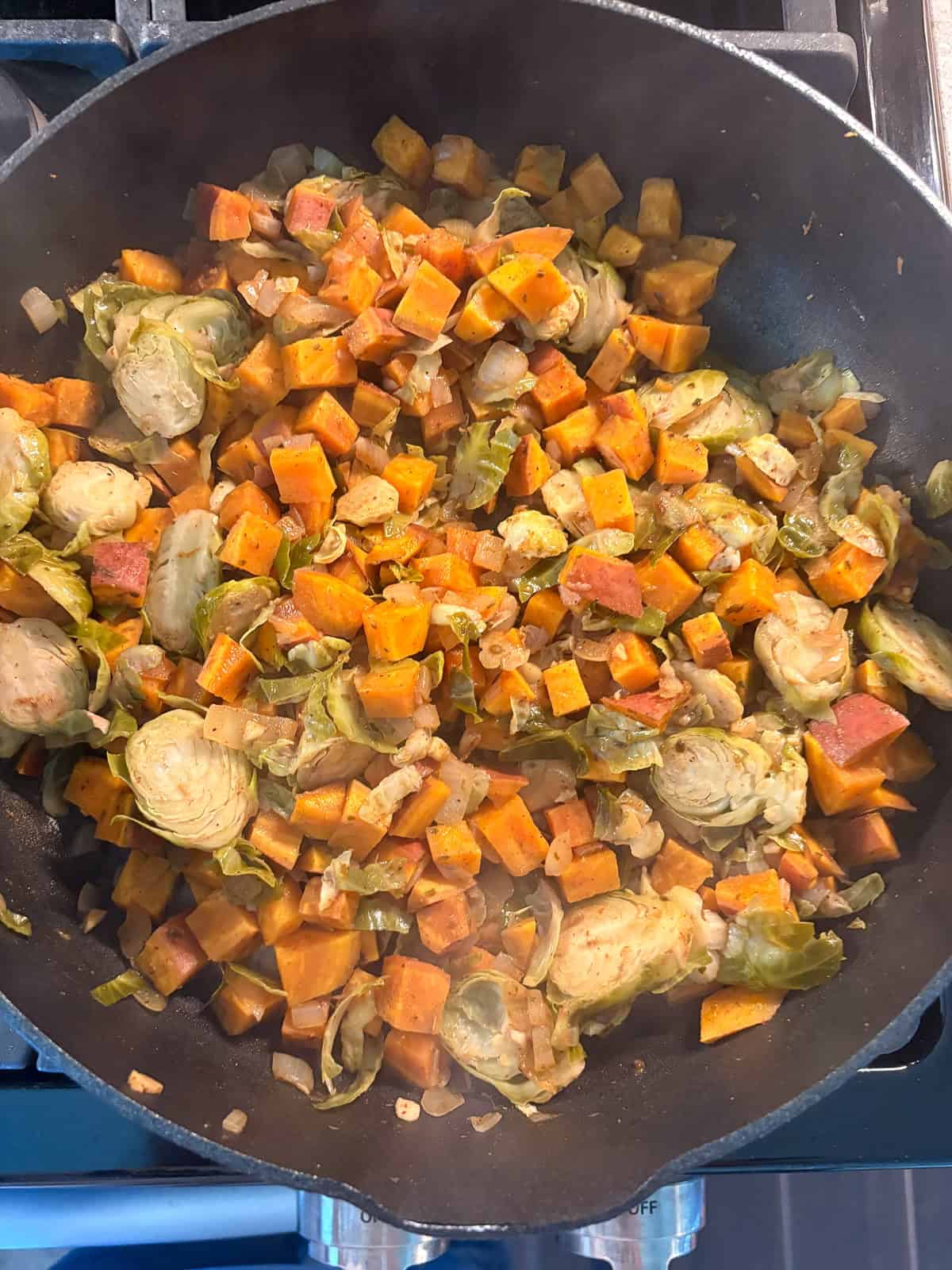 Sweet potato topping completed.