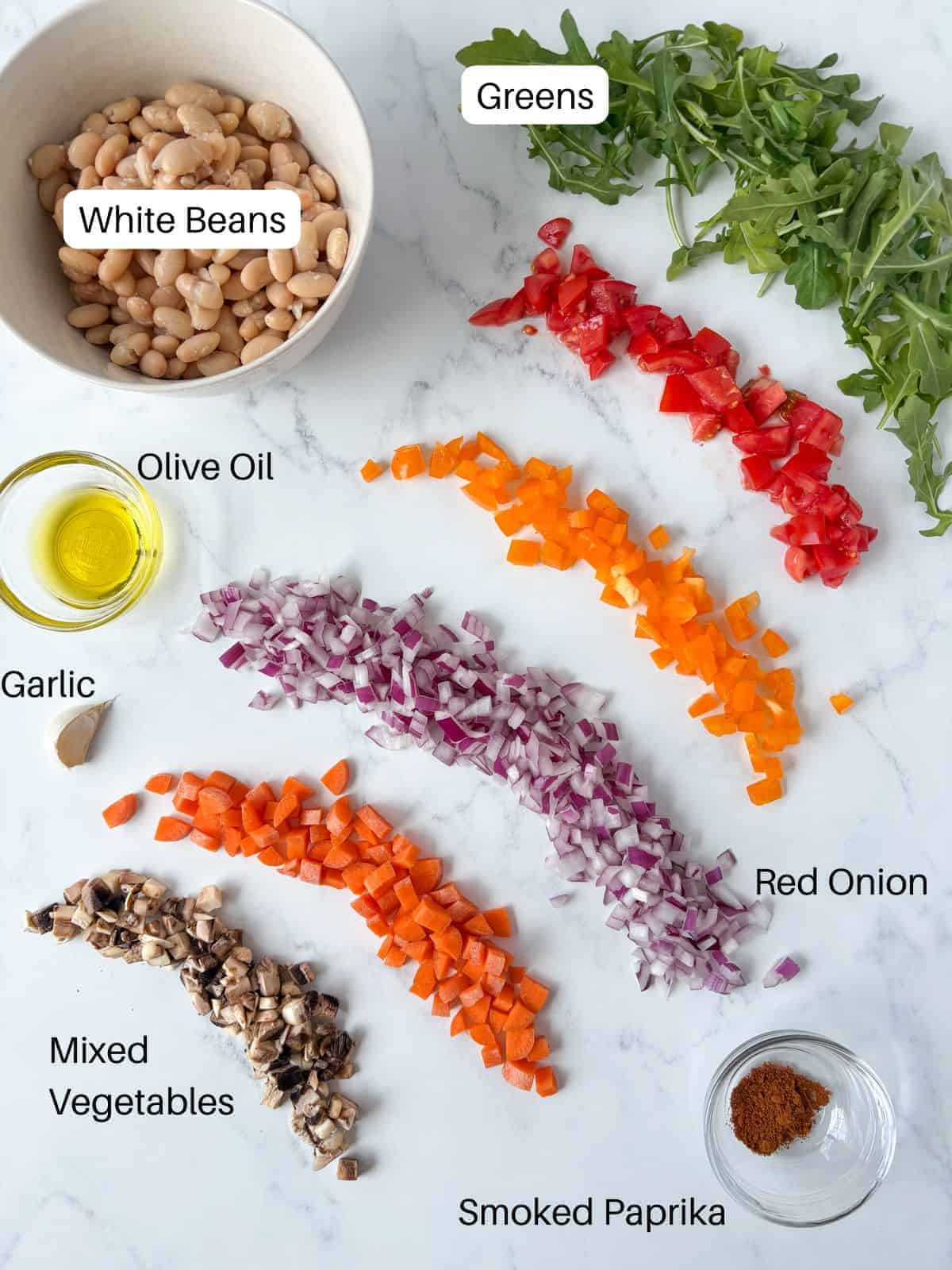 Ingredients for vegetable hash.