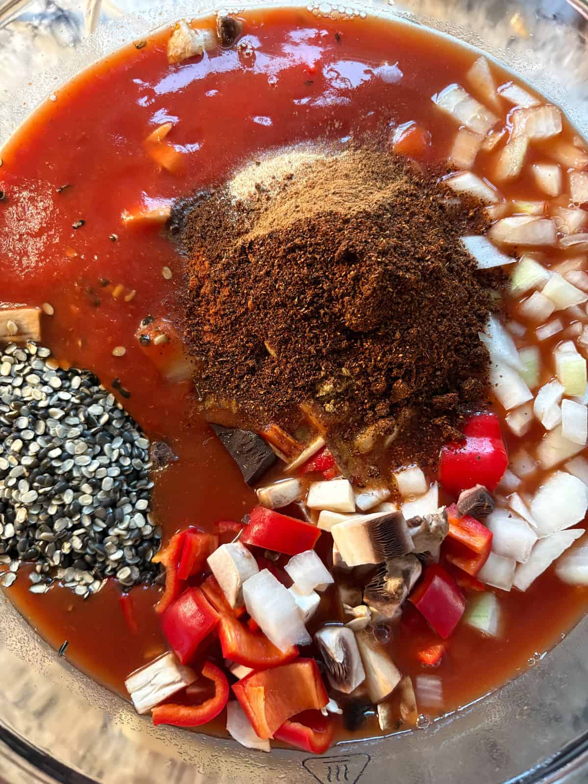 All ingredients for Cincinnati chili in a slow cooker.
