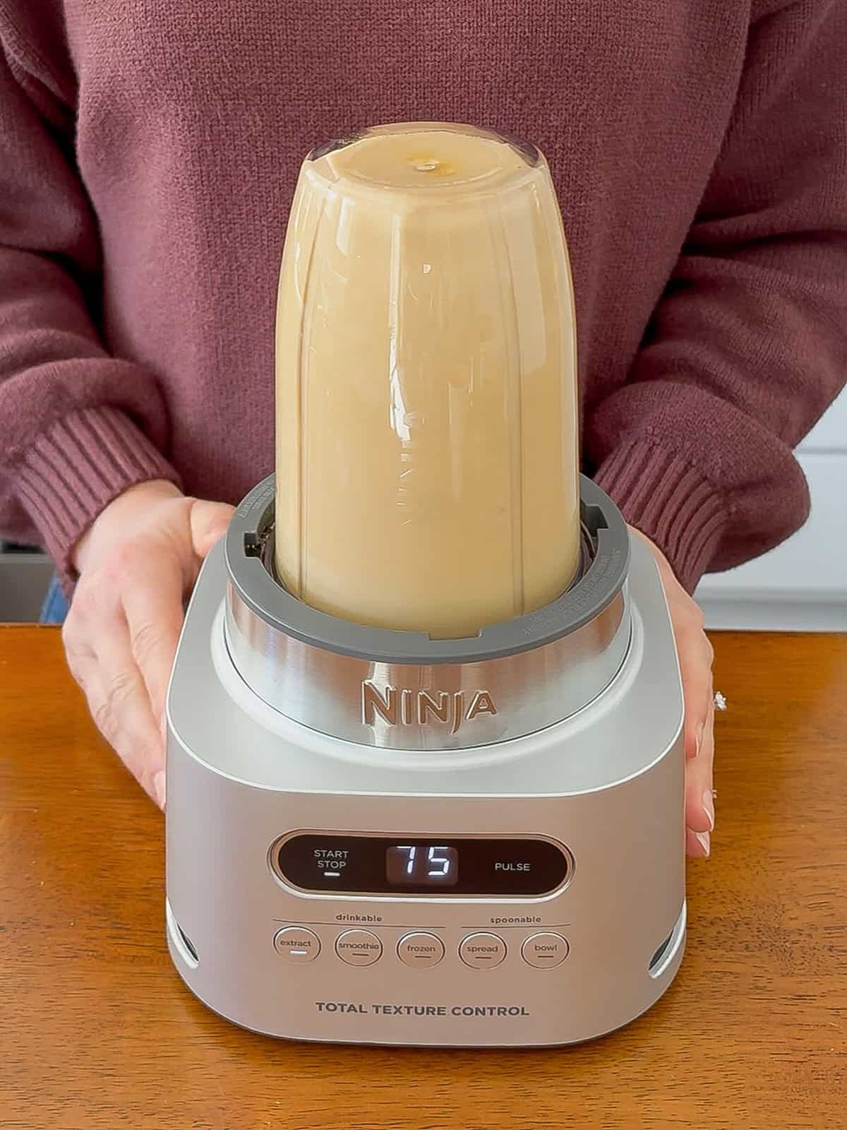 Blending the milk mixture.