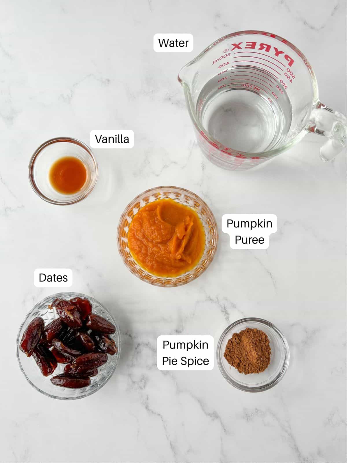 Ingredients for pumpkin spice syrup.