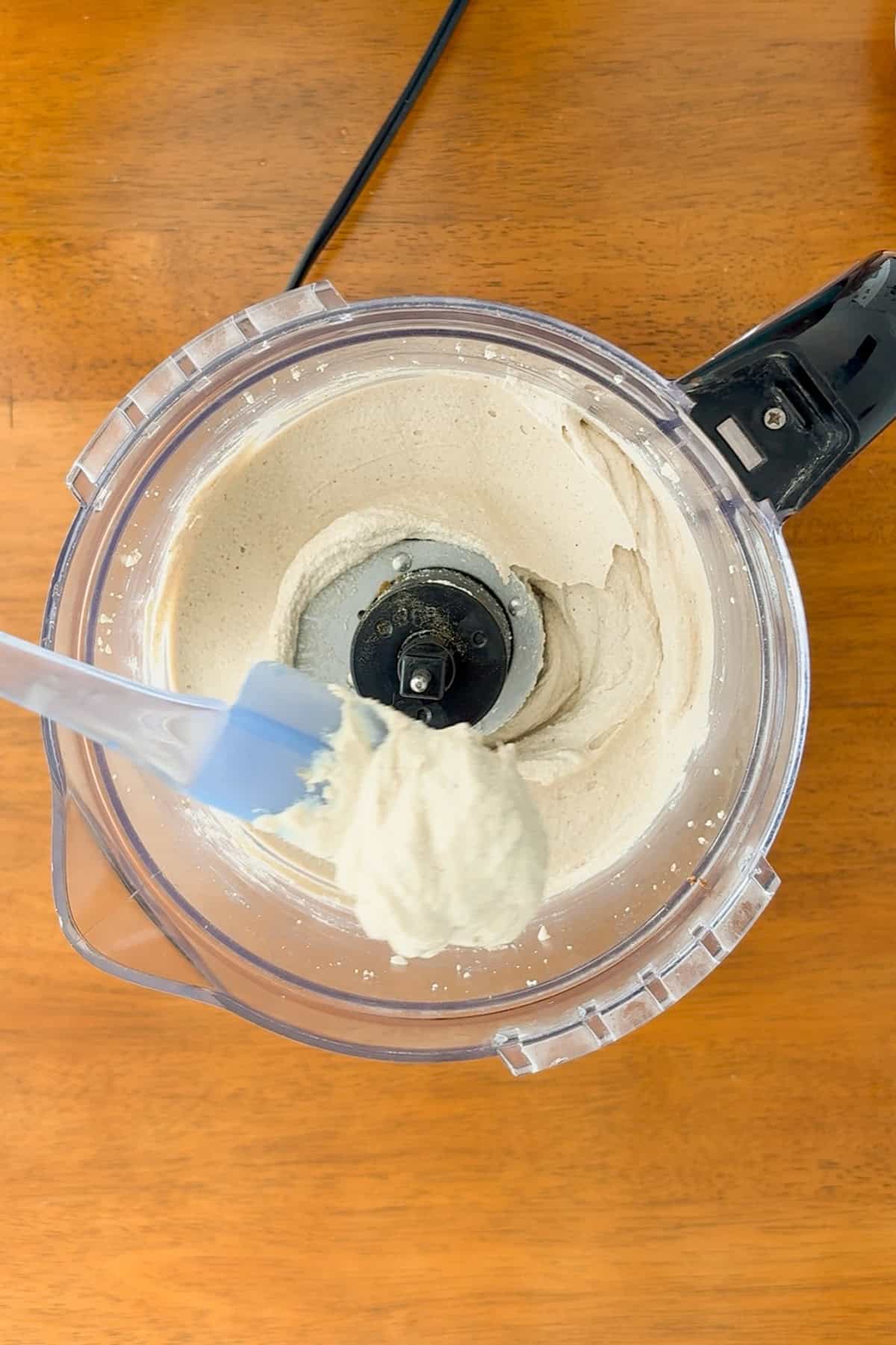Whipped tofu in a food processor.