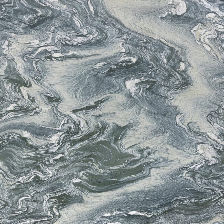 Marble stone surface with swirling gray, white, and black patterns.